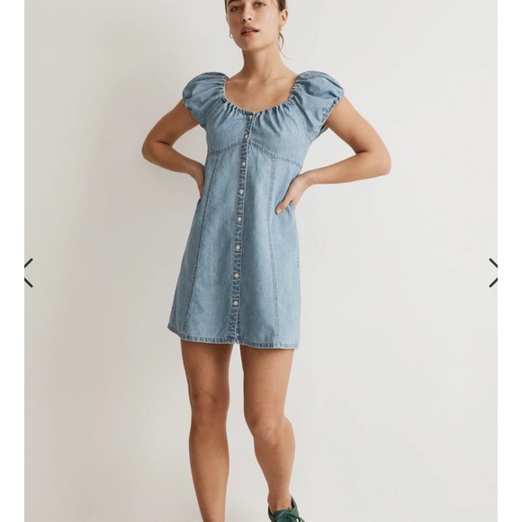 Madewell/ Denim Margie Mini Dress in Bevy Wash size 12 - Picture 1 of 9